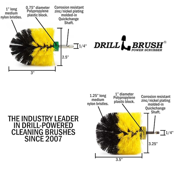 Cepillo Taladro Power Scrubber de Useful Products 5 in W 5 in L, Amarillo - Y-S-MO-QC-DB