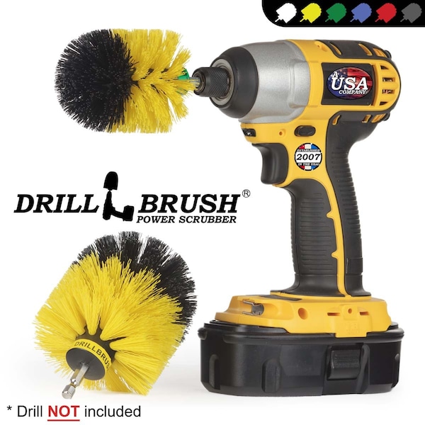 Cepillo Taladro Power Scrubber de Useful Products 5 in W 5 in L, Amarillo - Y-S-MO-QC-DB