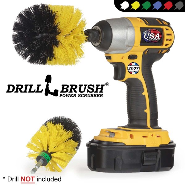 Cepillo Taladro Power Scrubber de Useful Products 5 in W 5 in L, Amarillo - Y-S-MO-QC-DB