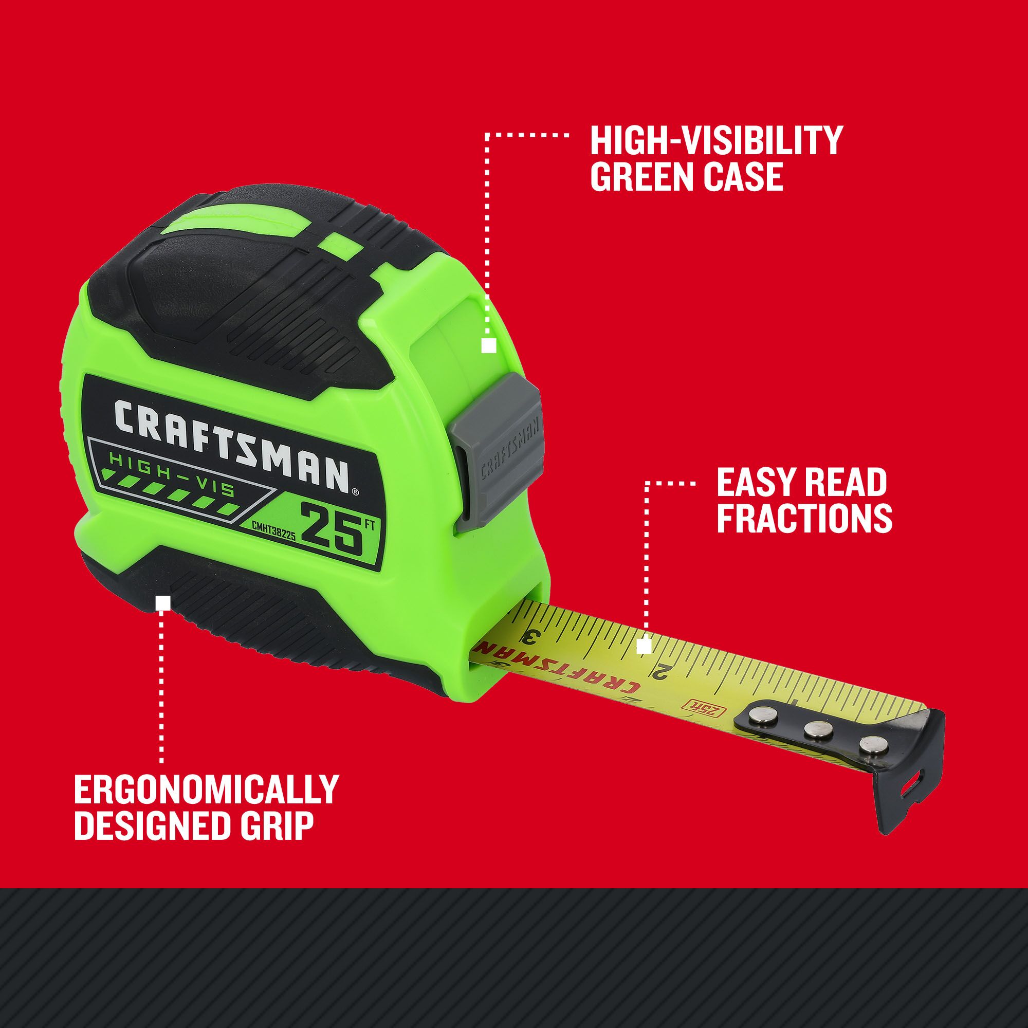 CINTA MÉTRICA CRAFTSMAN HI-VIS de 25 pies CMHT38225LW