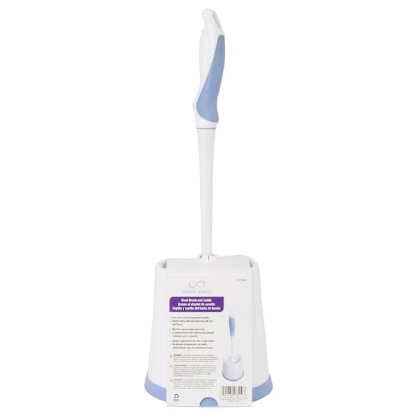 Cepillo para el inodoro Simple Spaces con soporte, 1 pulgada de recorte en L, cerdas de PP/PVC, cepillo de 15 pulgadas, soporte de plástico - YB34883L