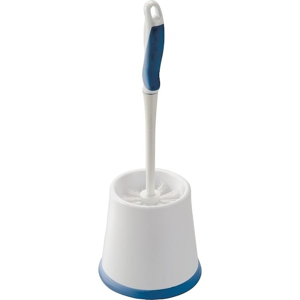 Cepillo para el inodoro Simple Spaces con soporte, 1 pulgada de recorte en L, cerdas de PP/PVC, cepillo de 15 pulgadas, soporte de plástico - YB34883L