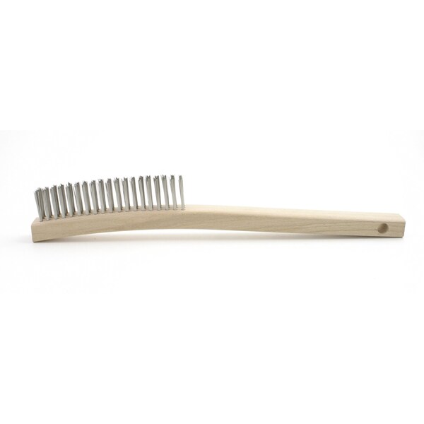 Cepillo de alambre curvado con mango B740SS de Brush Research Manufacturing, .012SS, 3X19, 1.125" de recorte, 13.75" de longitud total - B740SS