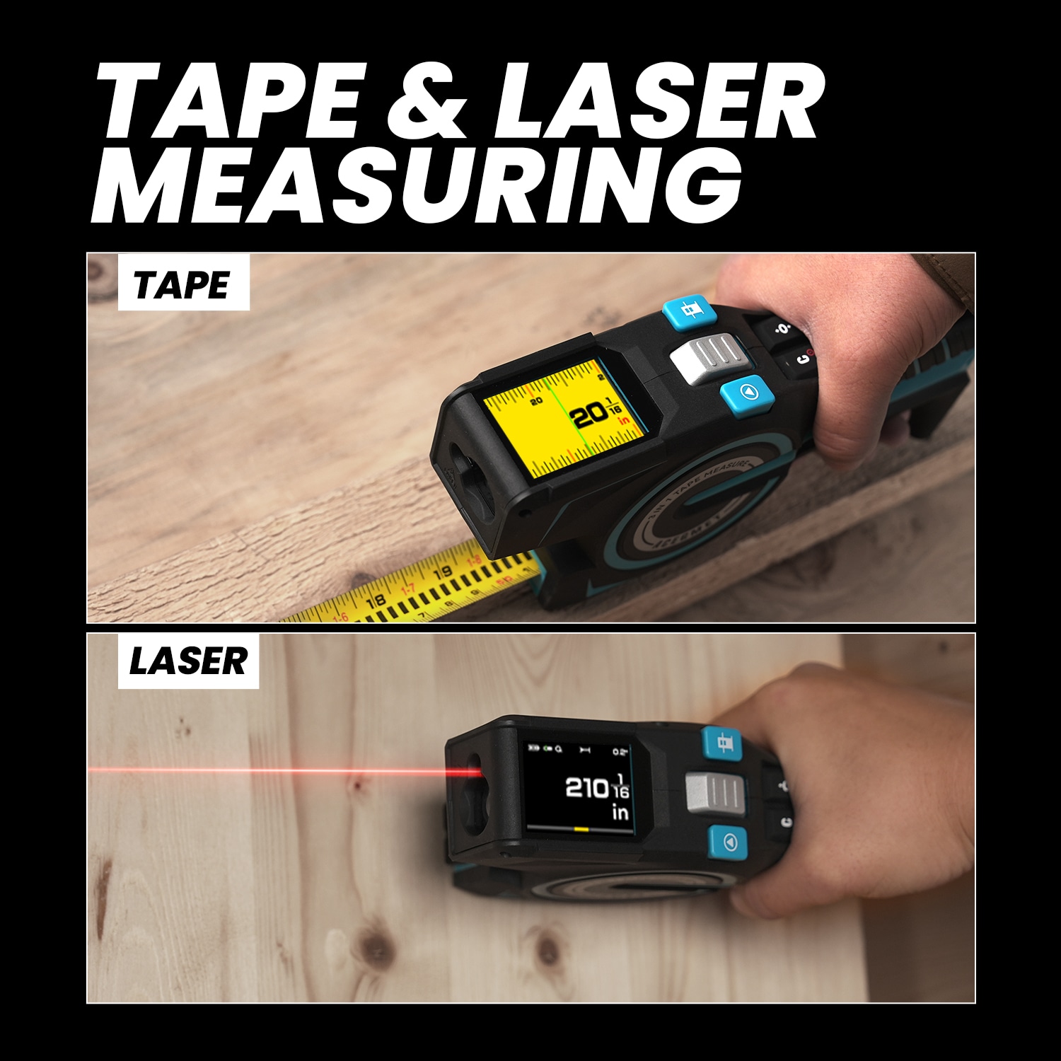 Medidor de distancia láser MILESEEY 330-ft, Línea láser, Calculadora 100-ft, Cinta métrica DTX10