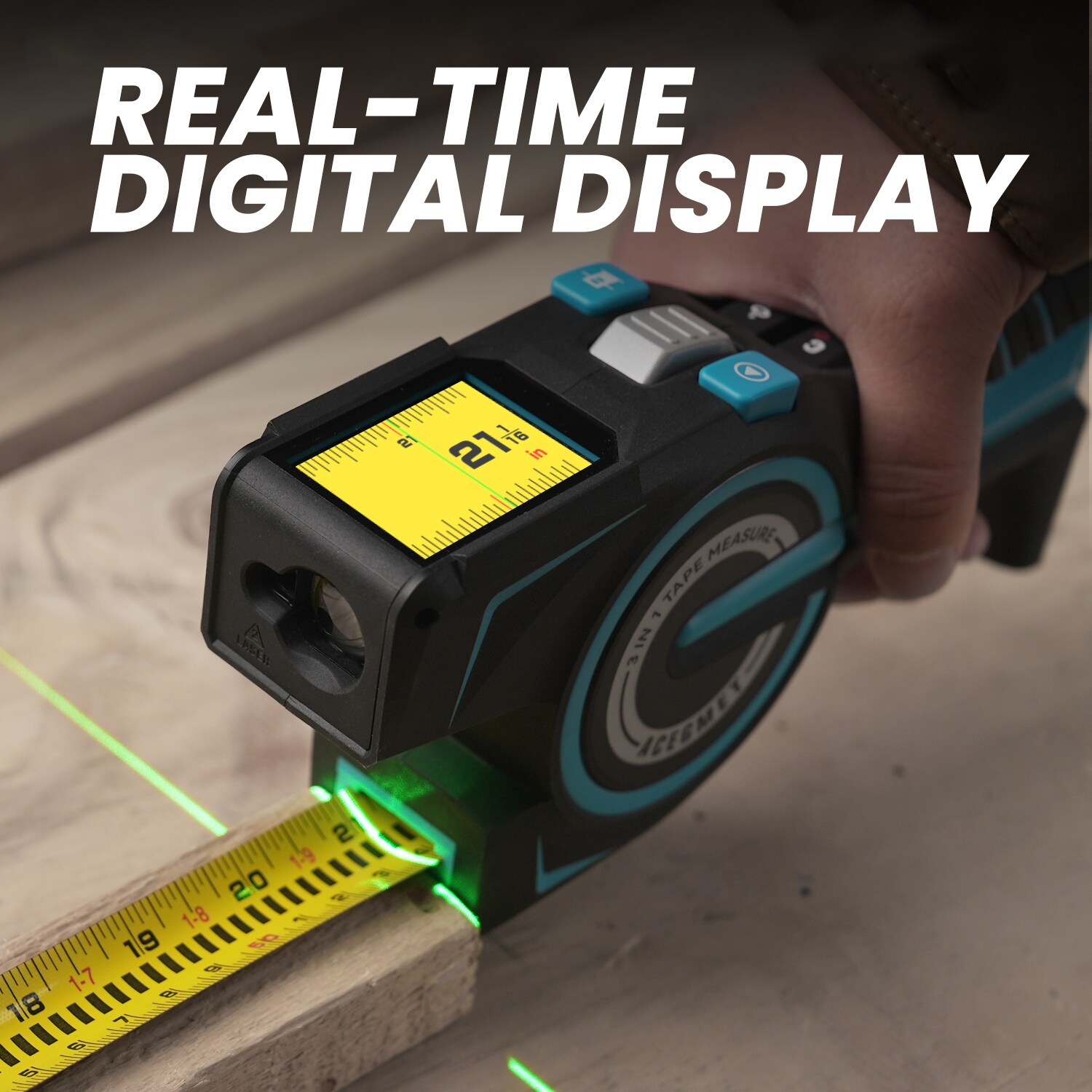 Medidor de distancia láser MILESEEY 330-ft, Línea láser, Calculadora 100-ft, Cinta métrica DTX10