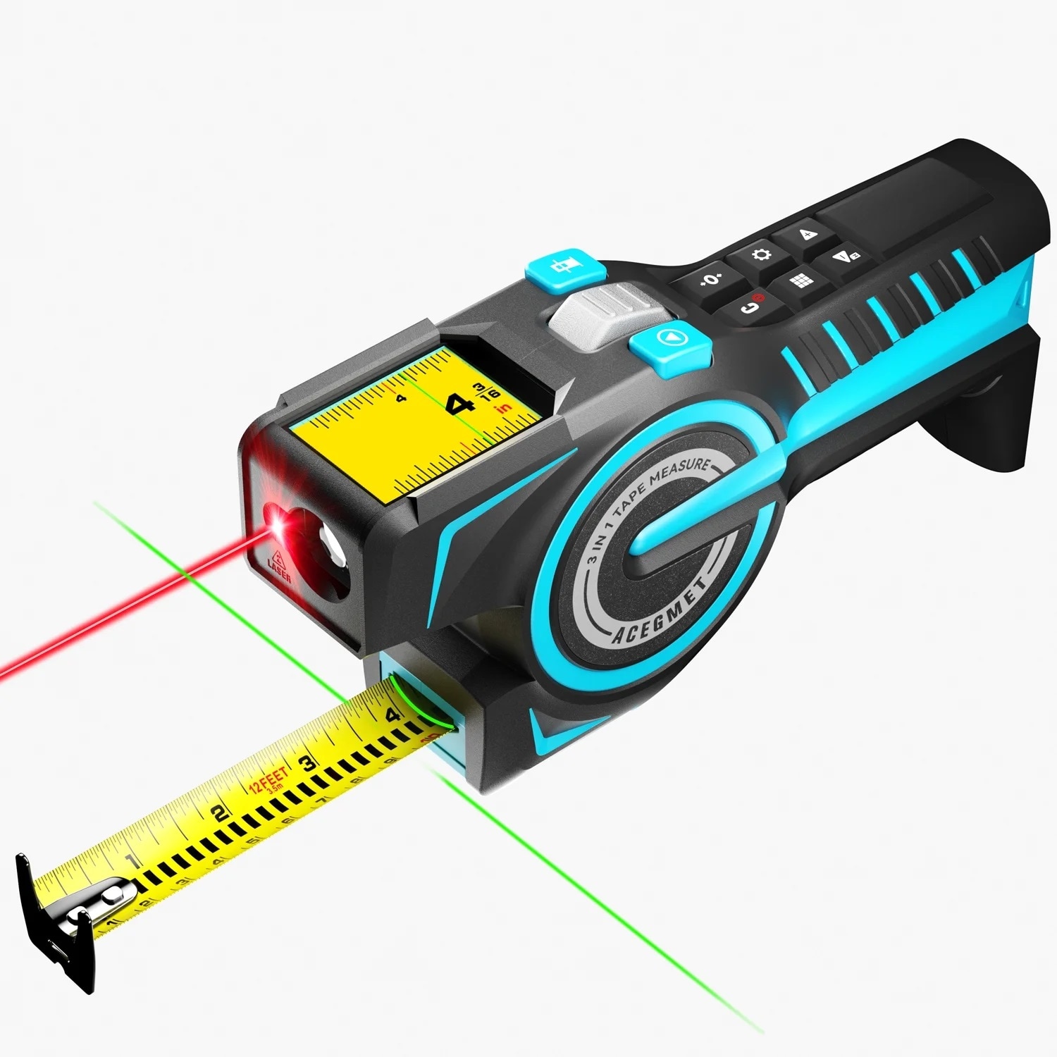 Medidor de distancia láser MILESEEY 330-ft, Línea láser, Calculadora 100-ft, Cinta métrica DTX10