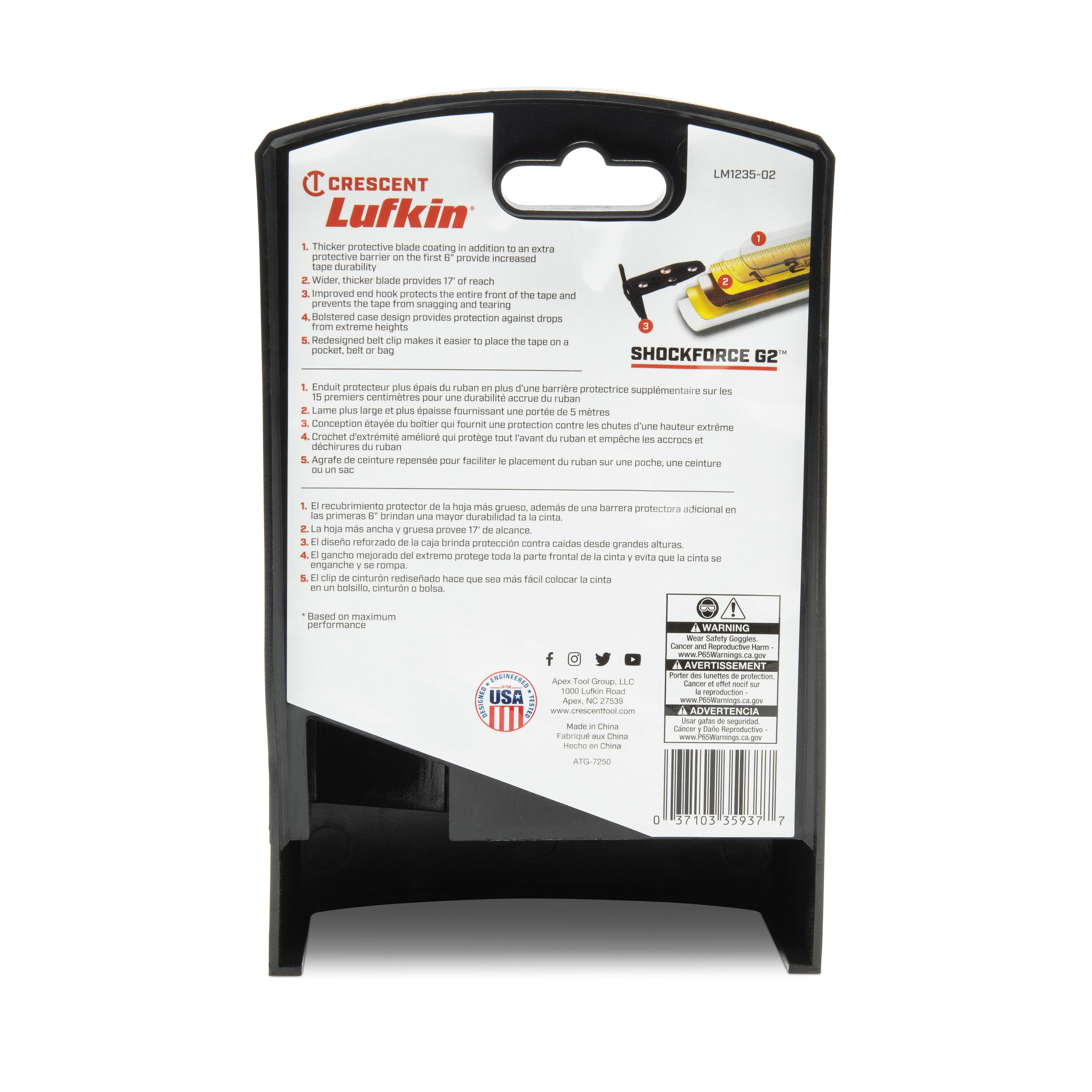 Cinta métrica magnética Crescent Lufkin Shockforce G2 de 35 pies LM1235-02