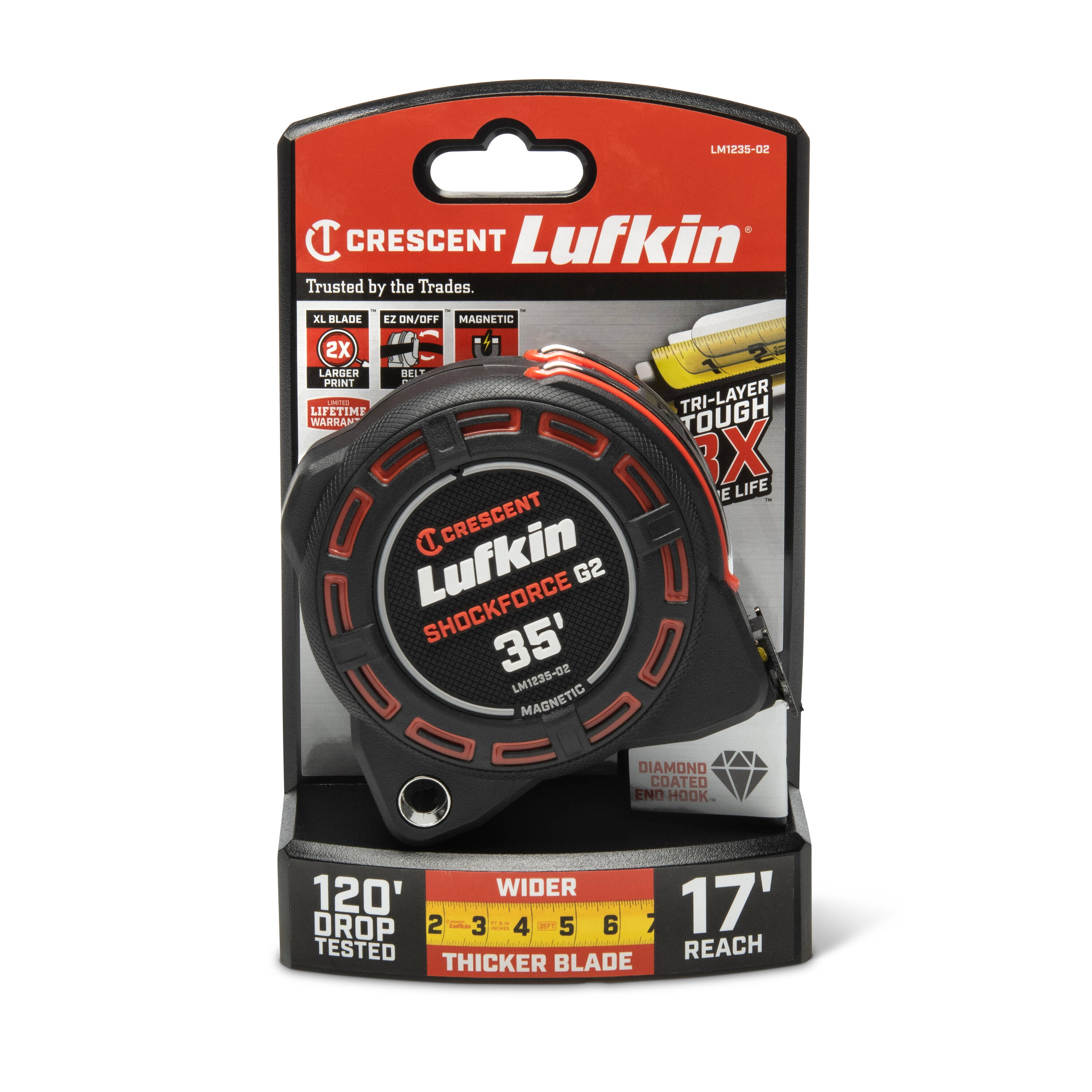 Cinta métrica magnética Crescent Lufkin Shockforce G2 de 35 pies LM1235-02