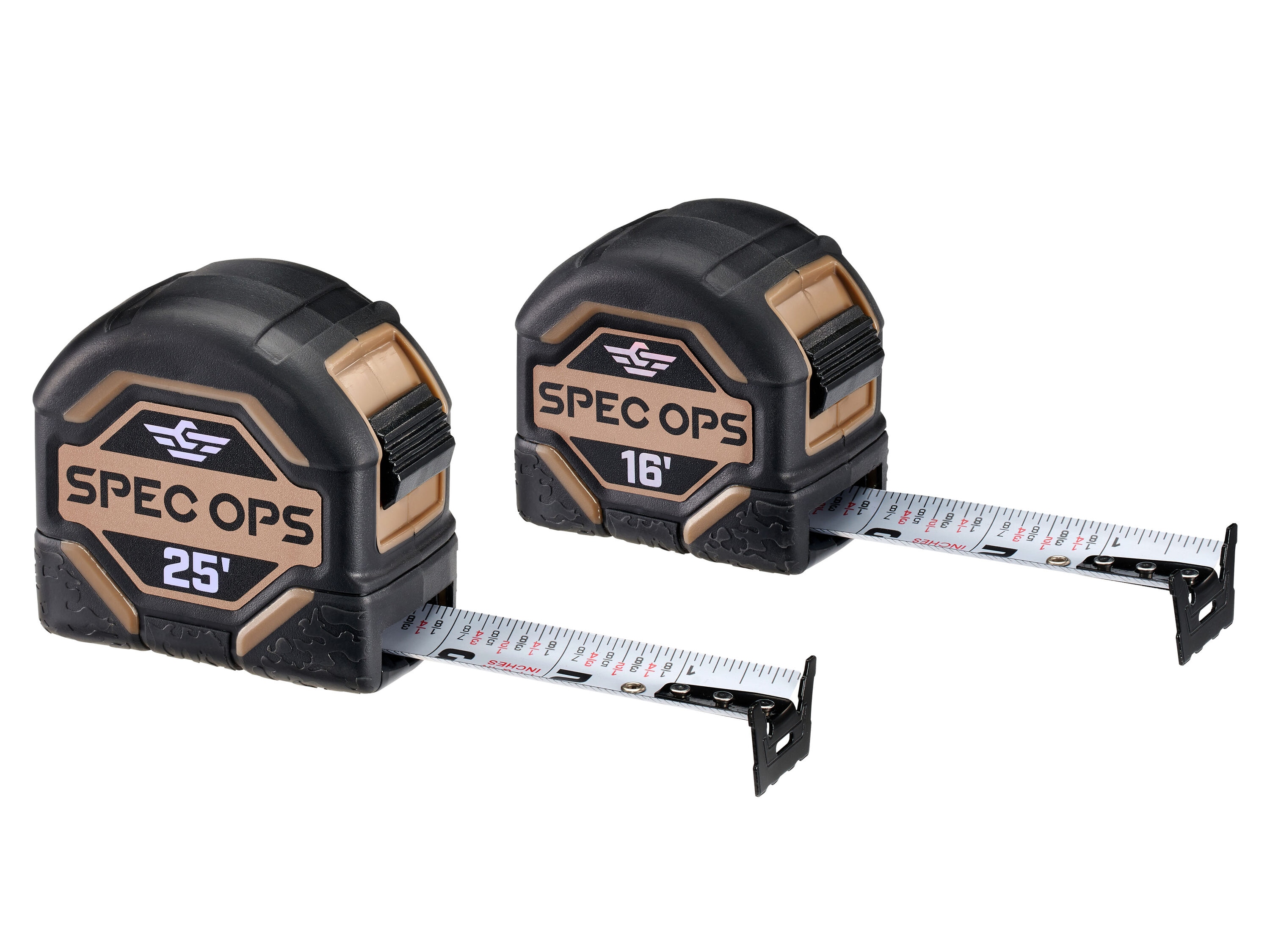 Cintas Métricas Spec Ops Tools, TM16 y 2 TM25, Paquete de 3, VP - 2 Paquetes de 16 pies 25 pies Cinta Métrica de Bloqueo Automático SPEC-TM16-TM25-2PK