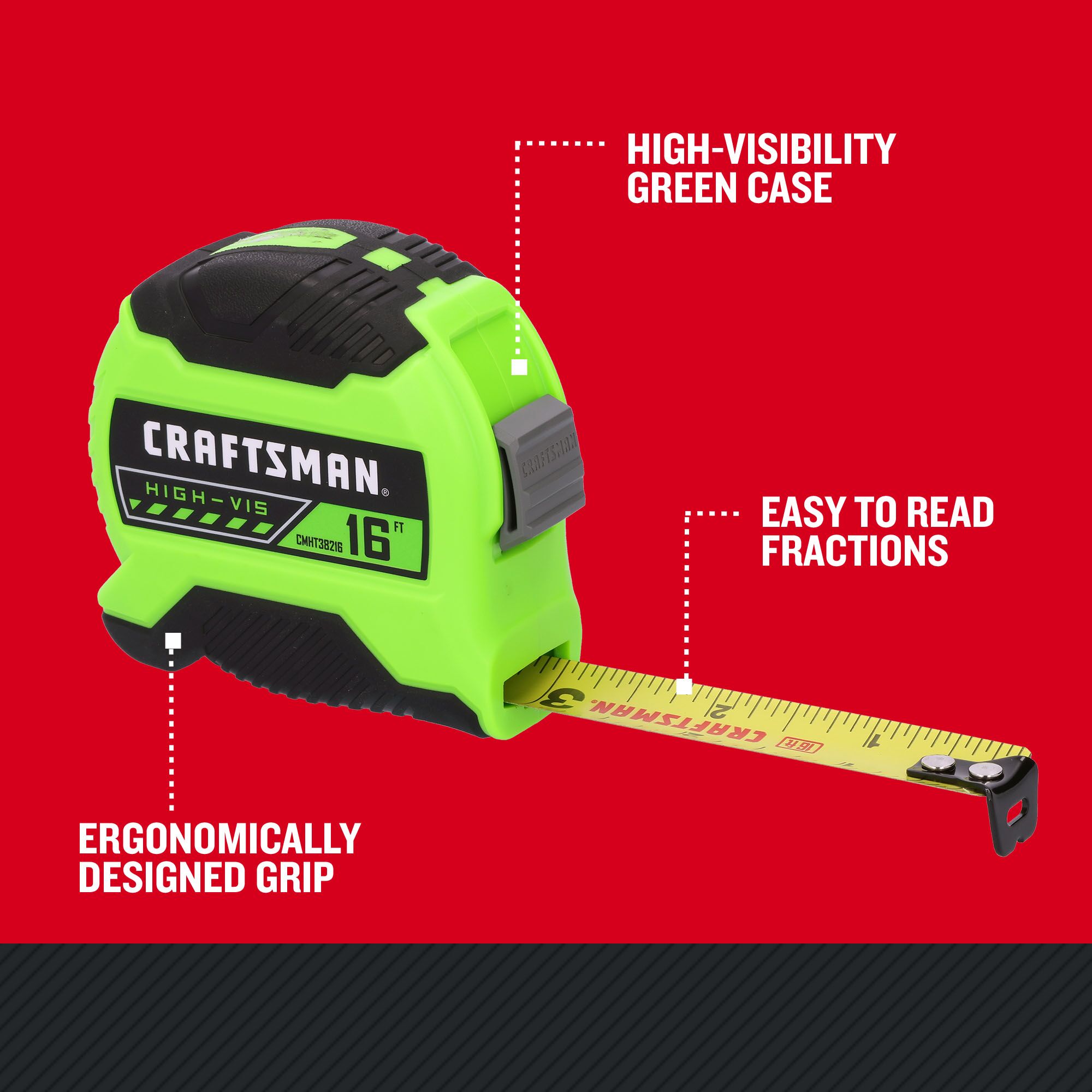 Cinta métrica de 16 pies CRAFTSMAN HI-VIS CMHT38216S