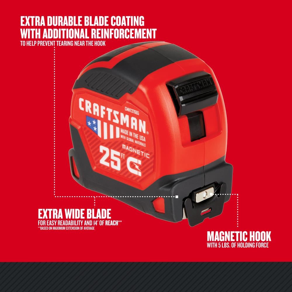 Cinta métrica magnética CRAFTSMAN PROREACH de 25 pies CMHT37665S