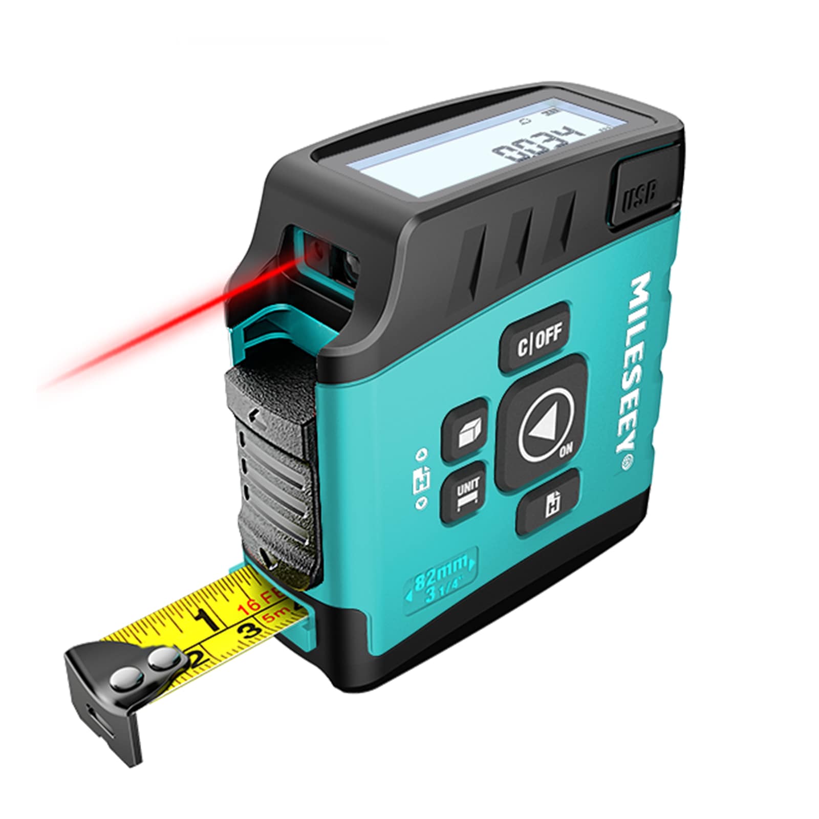 Medidor de distancia láser digital MILESEEY DT20 de 130 pies con cinta métrica automática de bloqueo de 16 pies DT20
