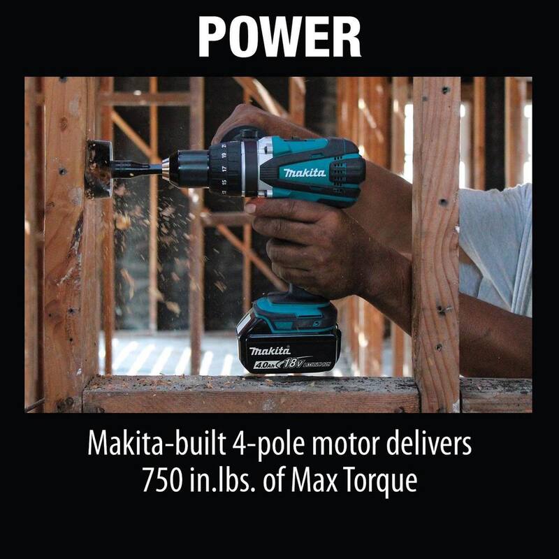 Makita 18V 4.0Ah LXT Lithium-Ion 1/2 in. Cordless Driver-Drill Kit - XFD03M

Traducción: Kit de destornillador-taladro inalámbrico Makita de 18V 4.0Ah LXT de 1/2 pulgadas con batería de ion de litio - XFD03M