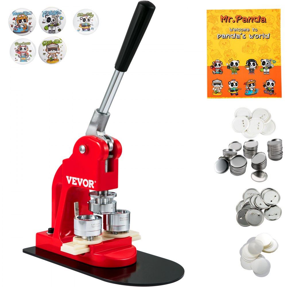 VEVOR Button Maker Machine Badge Pin Machine 1.25" 32MM 500 Free Parts Press Kit - BJSKXZ32MM500MZS5V0