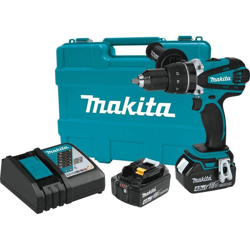Makita 18V 4.0Ah LXT Lithium-Ion 1/2 in. Cordless Driver-Drill Kit - XFD03M

Traducción: Kit de destornillador-taladro inalámbrico Makita de 18V 4.0Ah LXT de 1/2 pulgadas con batería de ion de litio - XFD03M