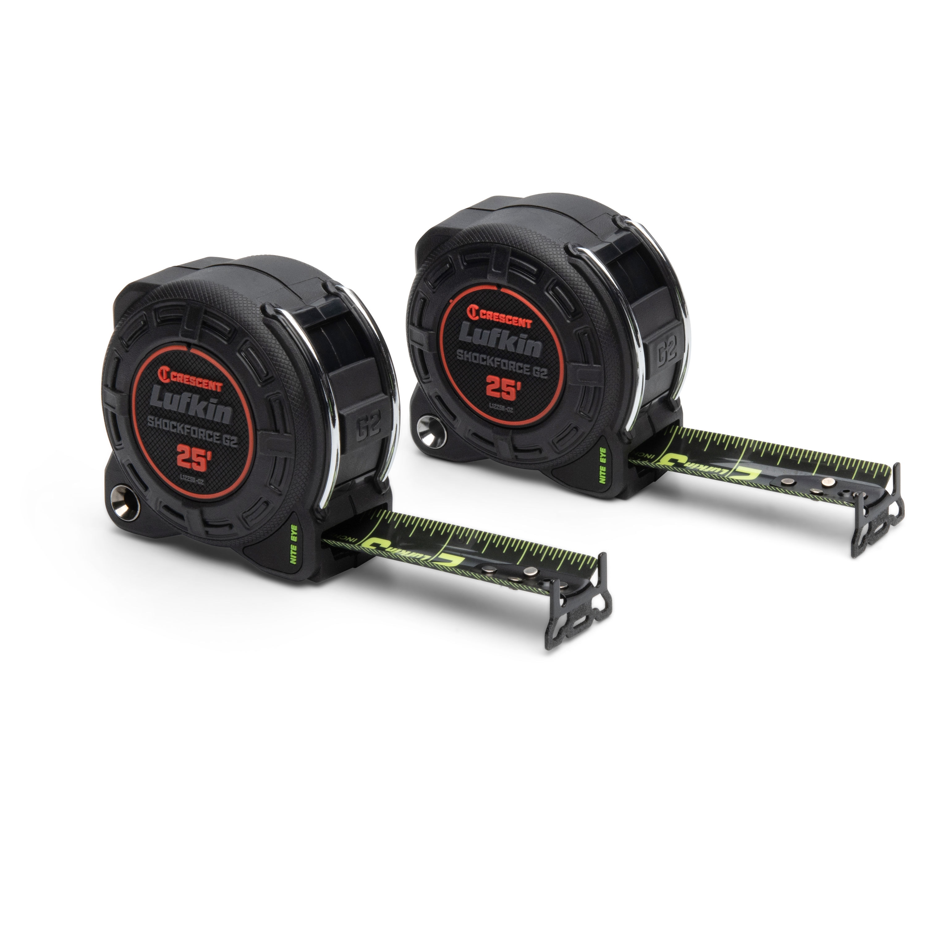 Cinta métrica de 25 pies Crescent Lufkin Shockforce Nite Eye G2 2-Pack L1225BSET2V-02
