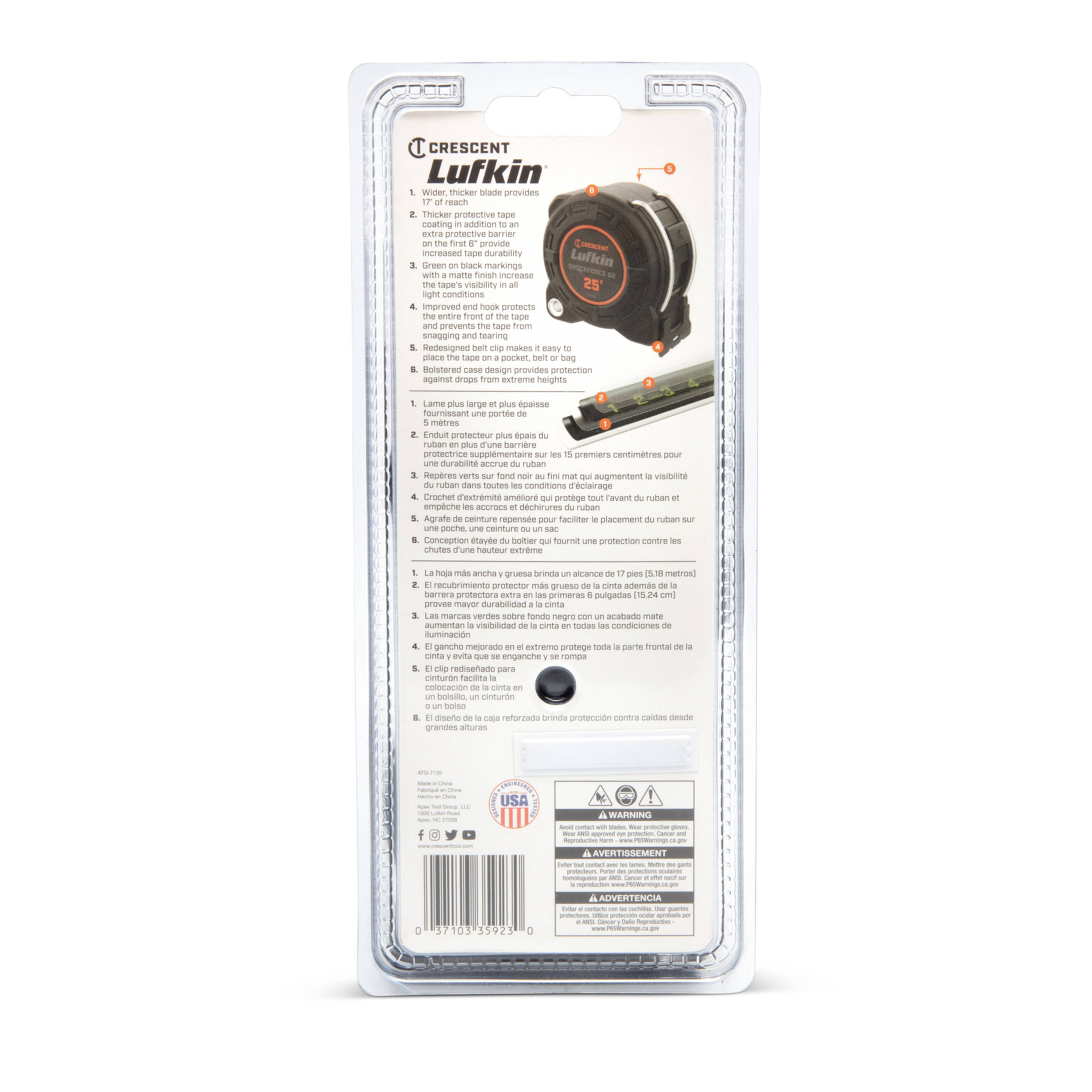 Cinta métrica de 25 pies Crescent Lufkin Shockforce Nite Eye G2 2-Pack L1225BSET2V-02