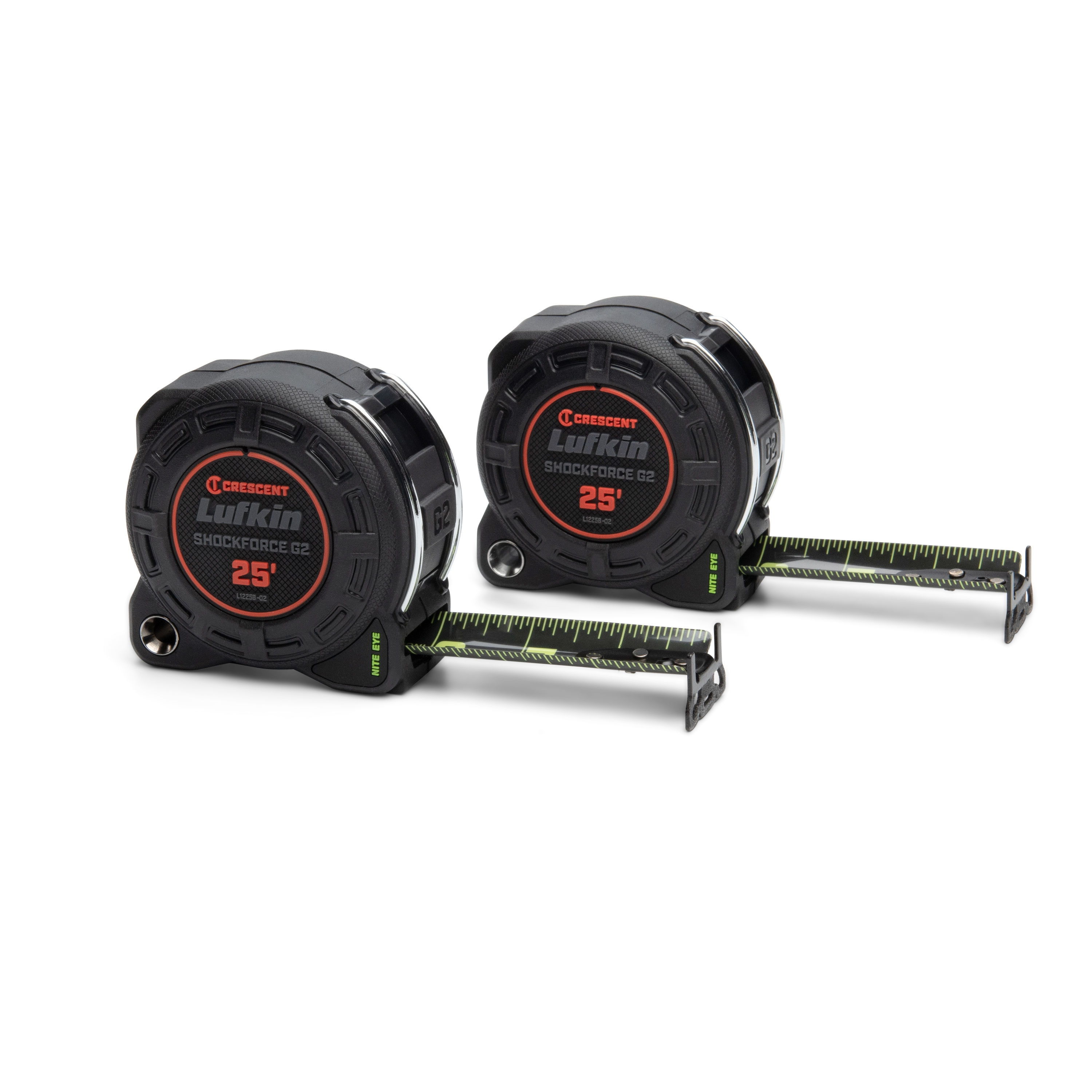 Cinta métrica de 25 pies Crescent Lufkin Shockforce Nite Eye G2 2-Pack L1225BSET2V-02