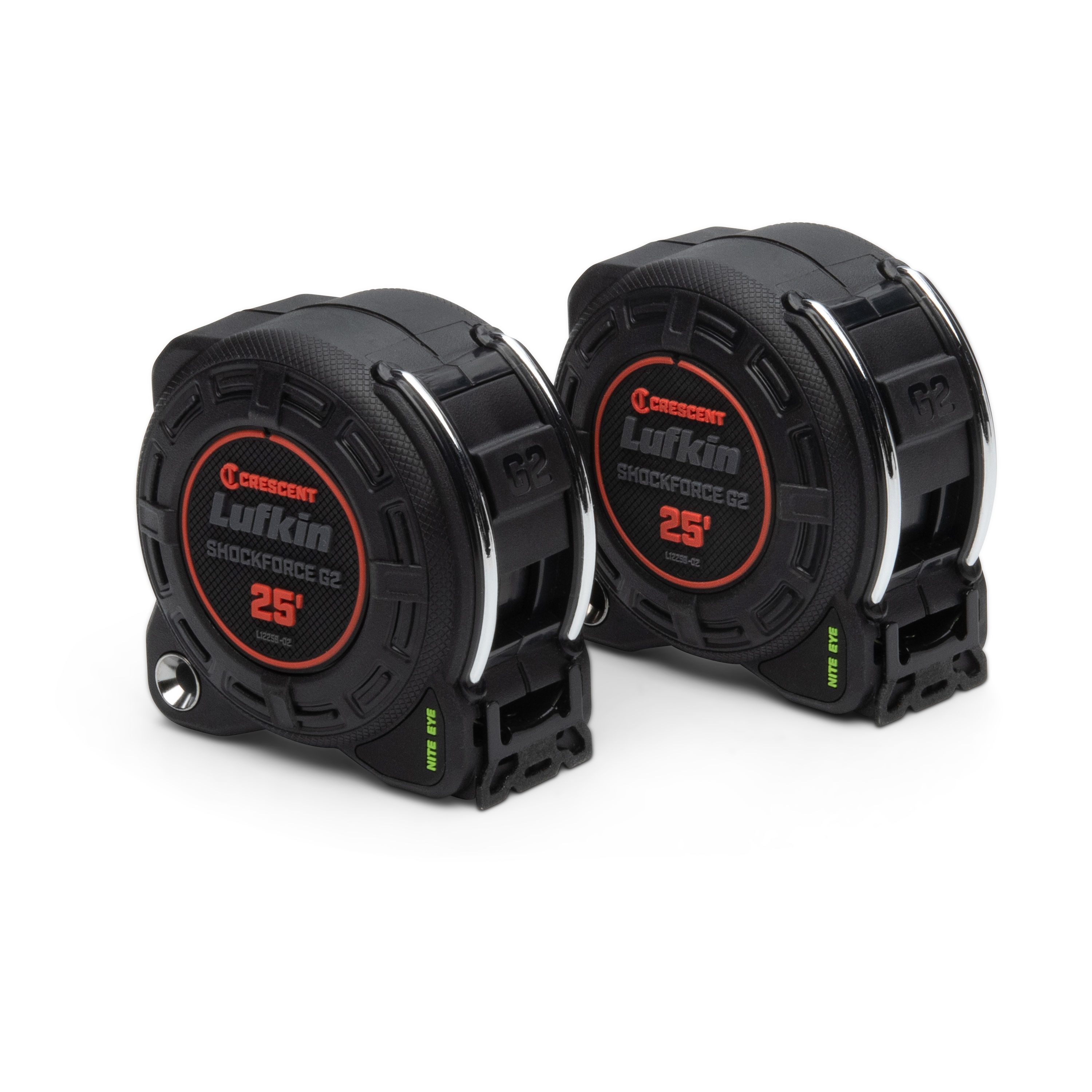 Cinta métrica de 25 pies Crescent Lufkin Shockforce Nite Eye G2 2-Pack L1225BSET2V-02