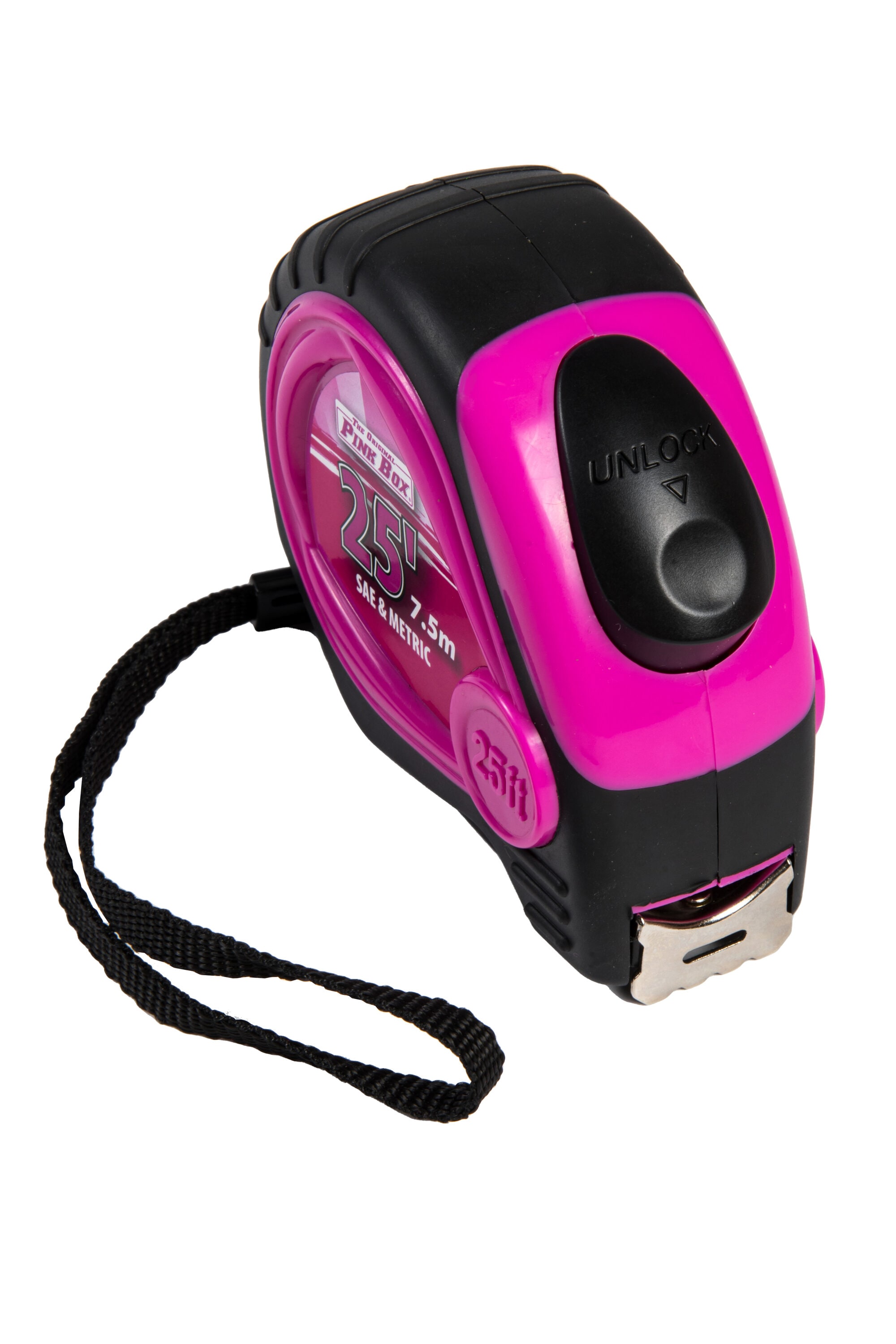 Cinta métrica autoblocante de 25 pies The Original Pink Box PB25LTM