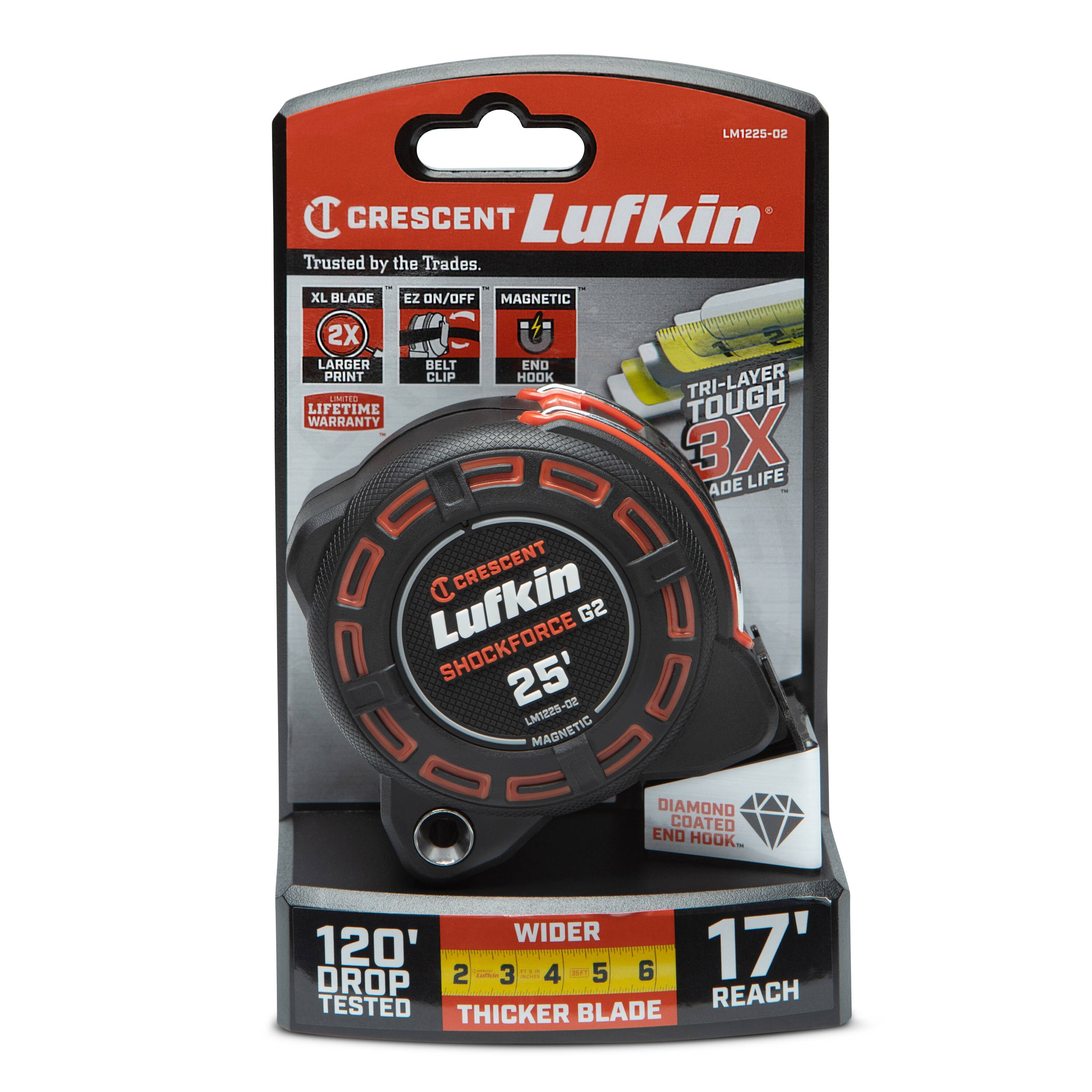 Cinta métrica magnética Crescent Lufkin Shockforce G2 de 25 pies LM1225-02