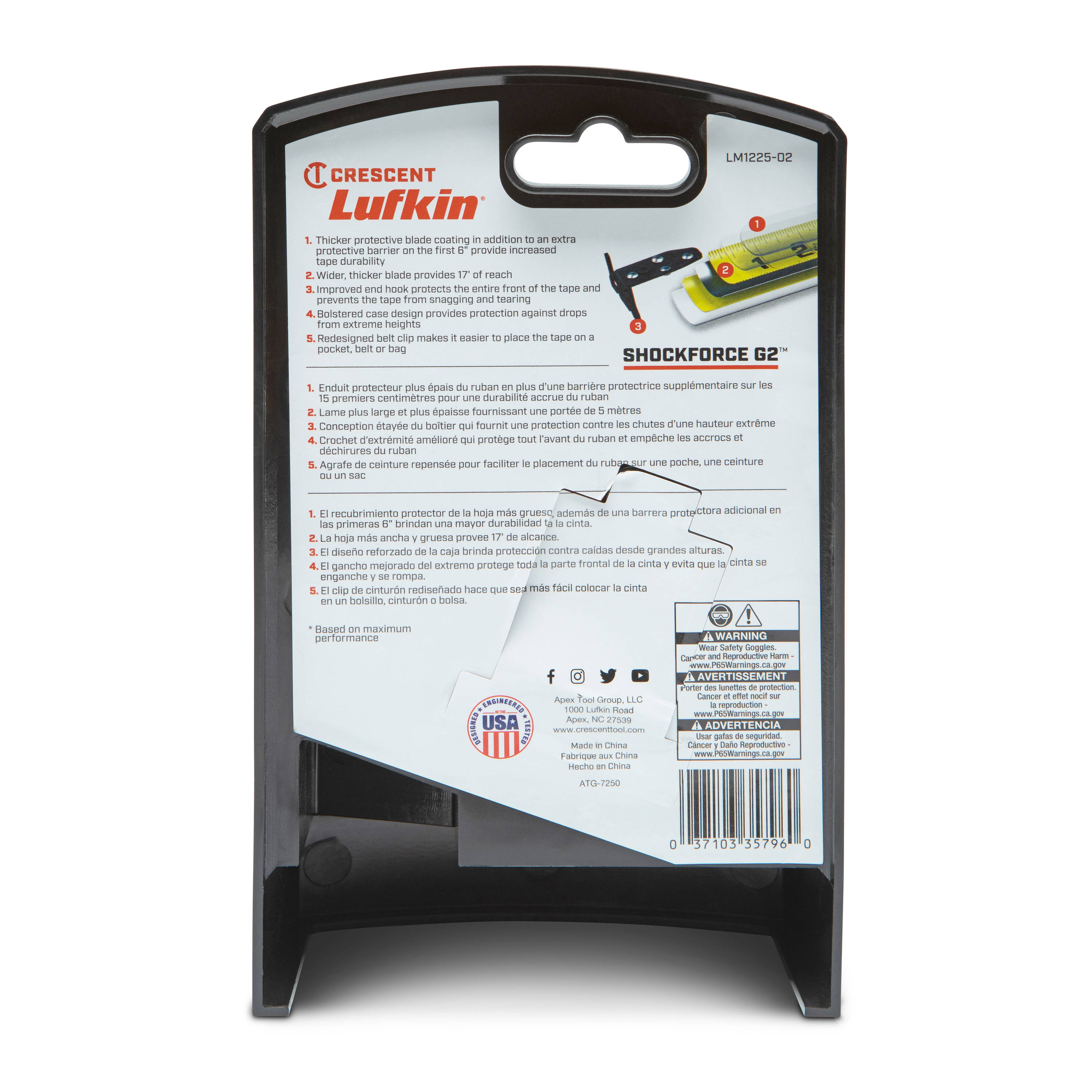 Cinta métrica magnética Crescent Lufkin Shockforce G2 de 25 pies LM1225-02