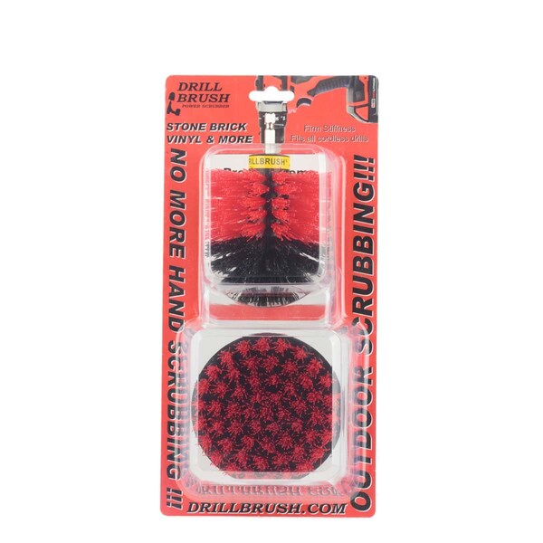 Cepillo eléctrico para taladro Drill Brush Power Scrubber de Useful Products 5 pulgadas de ancho 5 pulgadas de largo, rojo - R-S-4O-QC-DB