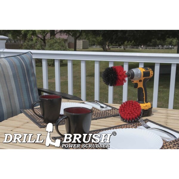 Cepillo eléctrico para taladro Drill Brush Power Scrubber de Useful Products 5 pulgadas de ancho 5 pulgadas de largo, rojo - R-S-4O-QC-DB