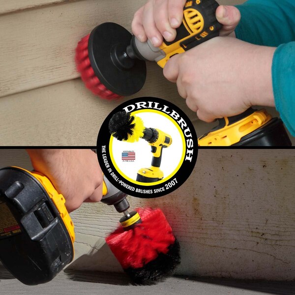 Cepillo eléctrico para taladro Drill Brush Power Scrubber de Useful Products 5 pulgadas de ancho 5 pulgadas de largo, rojo - R-S-4O-QC-DB