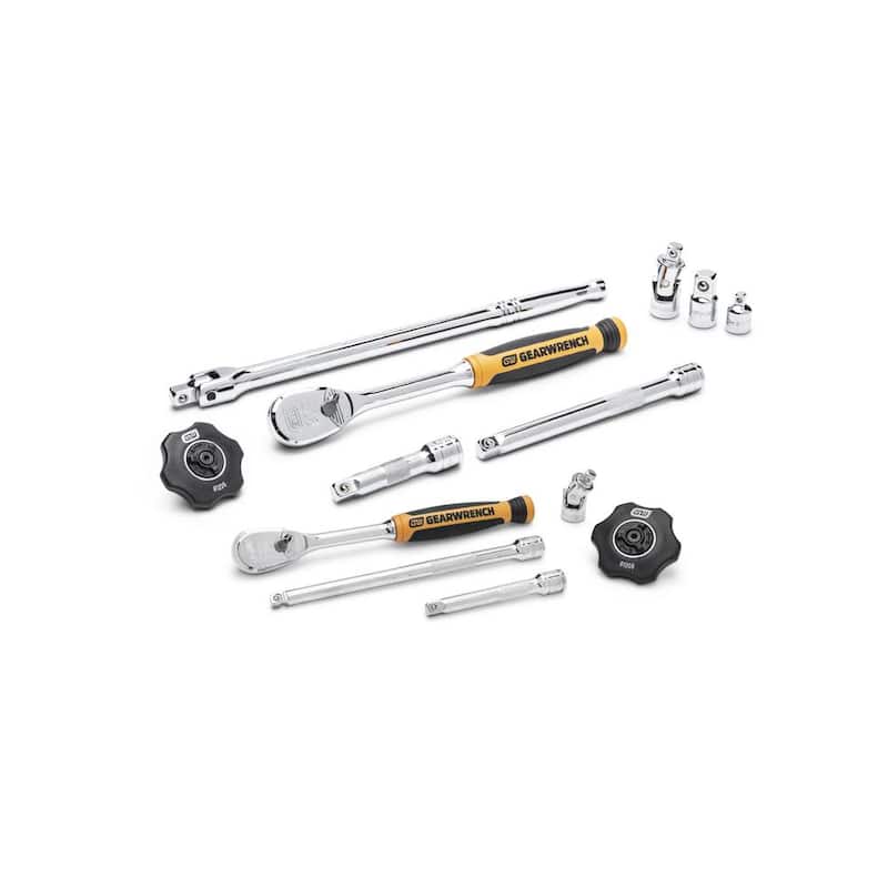 Juego de llaves y dados de trinquete estándar y profundos SAE/MM de 90 dientes de 1/4 y 3/8 pulgadas de GEARWRENCH (110 piezas) - 8586768CB
