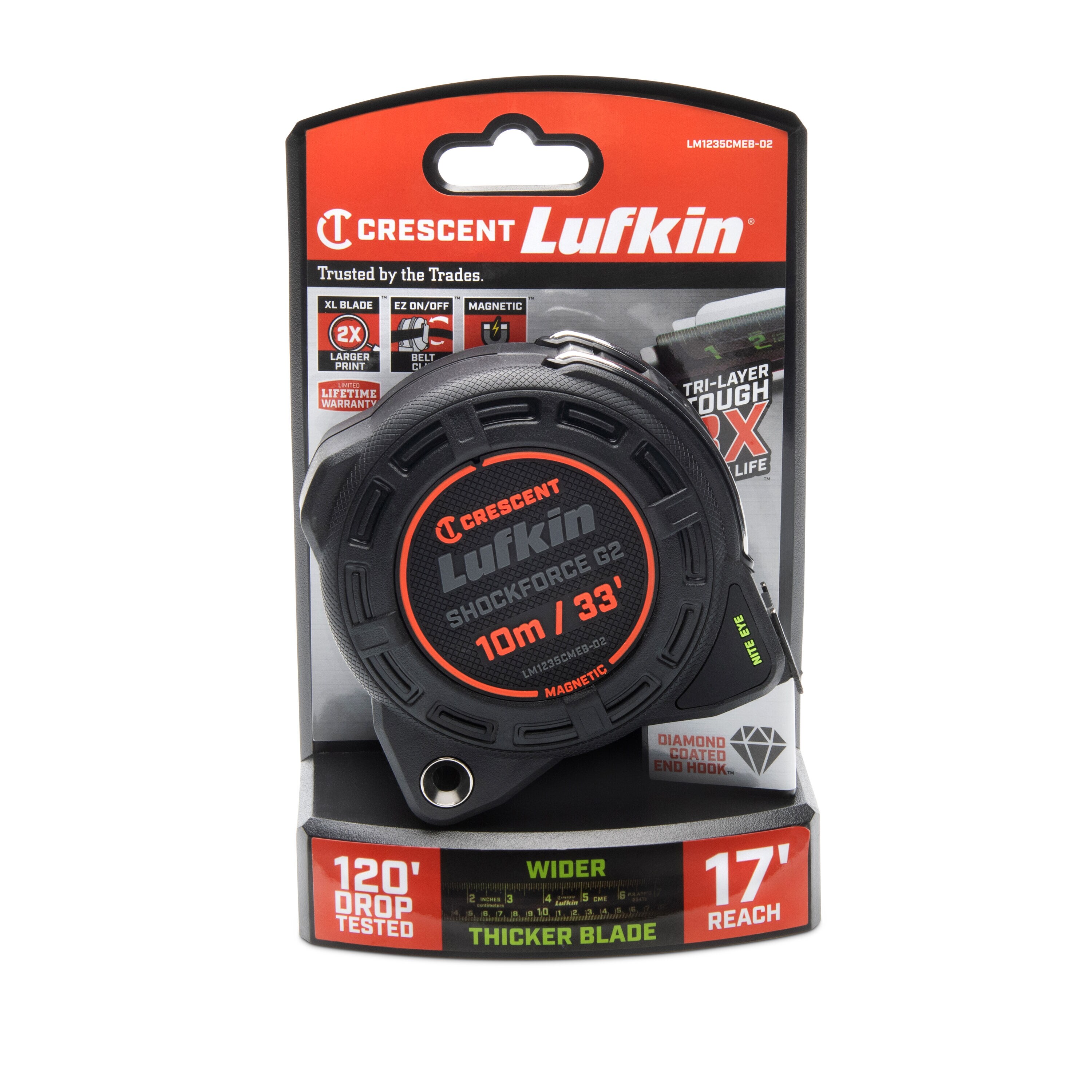 Cinta Métrica Crescent Lufkin Shockforce Nite Eye G2 10m/33 pies LM1235CMEB-02