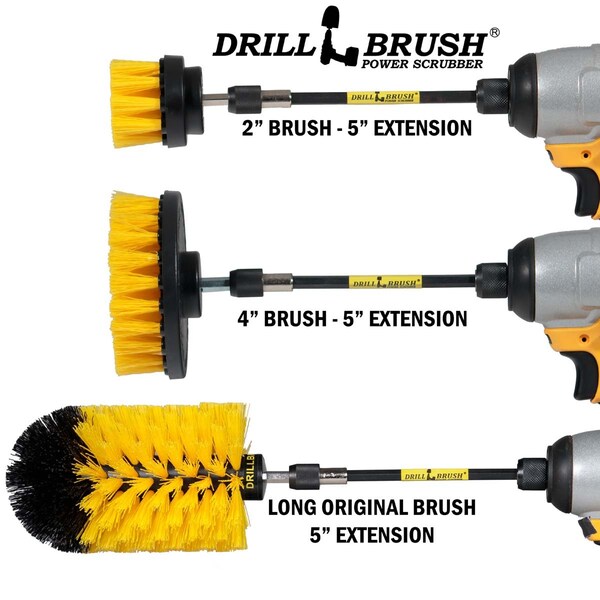 Cepillo Eléctrico Power Scrubber de Drill Brush By Useful Products 5 pulgadas de ancho x 7 pulgadas de largo, amarillo - Y-S-42J-5X-QC-DB