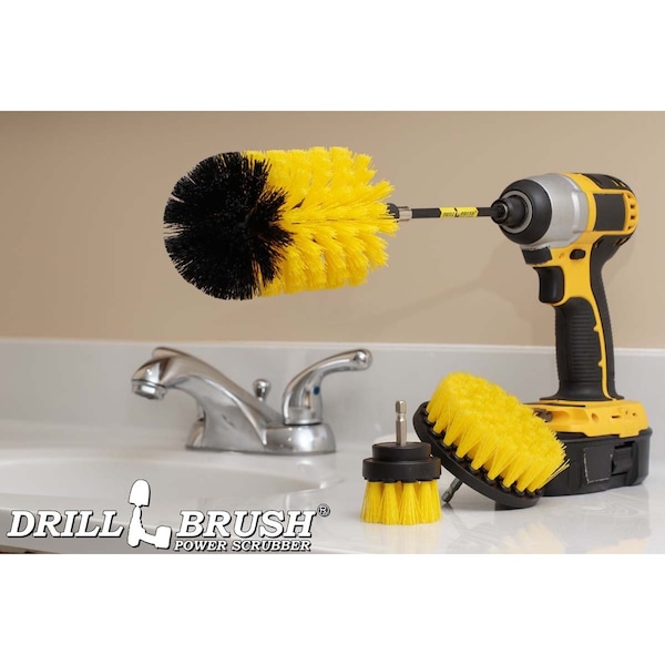 Cepillo Eléctrico Power Scrubber de Drill Brush By Useful Products 5 pulgadas de ancho x 7 pulgadas de largo, amarillo - Y-S-42J-5X-QC-DB
