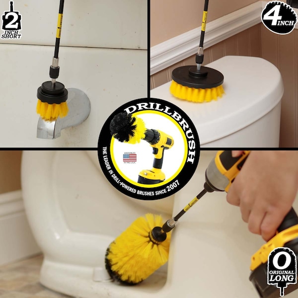 Cepillo Eléctrico Power Scrubber de Drill Brush By Useful Products 5 pulgadas de ancho x 7 pulgadas de largo, amarillo - Y-S-42J-5X-QC-DB