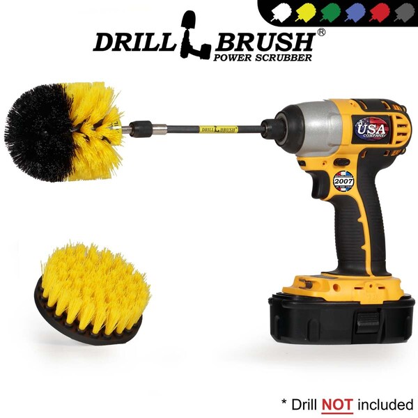 Cepillo de Taladro Power Scrubber de Useful Products 5 pulgadas de ancho 5 pulgadas de largo, Amarillo - Y-S-4O-5X-QC-DB