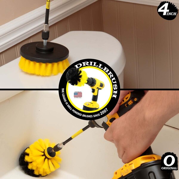 Cepillo de Taladro Power Scrubber de Useful Products 5 pulgadas de ancho 5 pulgadas de largo, Amarillo - Y-S-4O-5X-QC-DB
