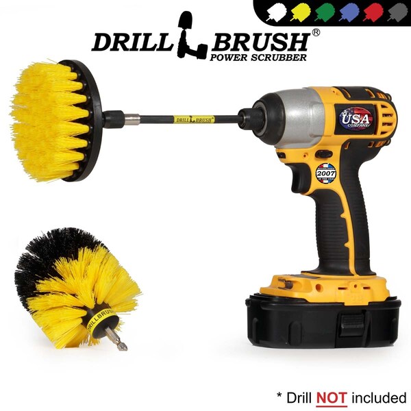 Cepillo de Taladro Power Scrubber de Useful Products 5 pulgadas de ancho 5 pulgadas de largo, Amarillo - Y-S-4O-5X-QC-DB