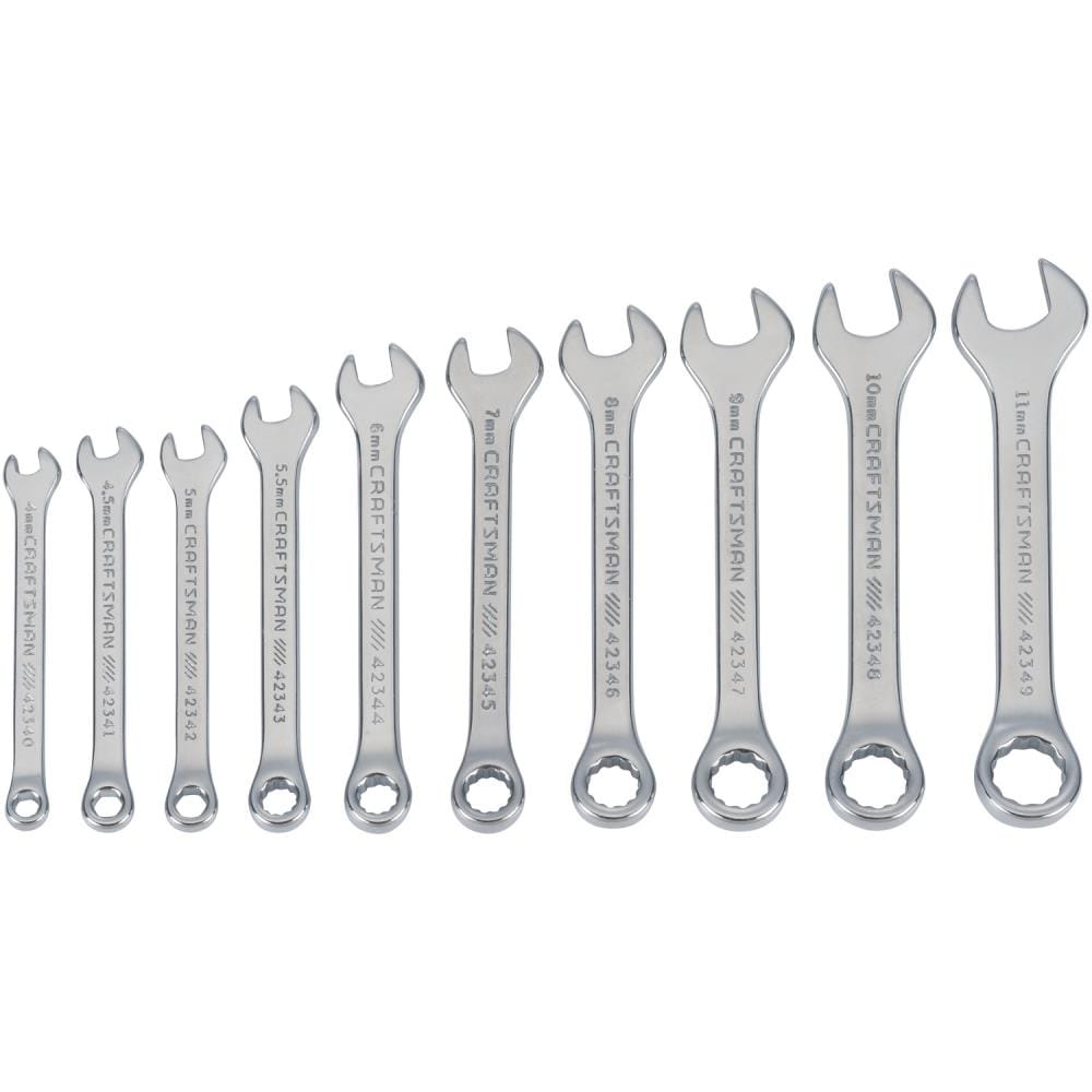 Juego de 10 piezas de Llaves Combinadas Métricas Estándar de 12 Puntos CRAFTSMAN con Estuche Suave CMMT42339