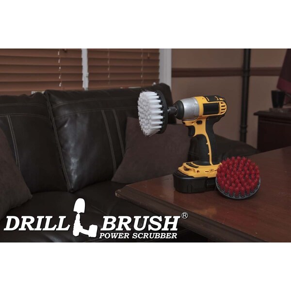 Suministros de limpieza Drillbrush - Cepillo de taladro - Limpiador de lechada - Blanco suave / rígido - 4IN-S-RW-QC-DB
