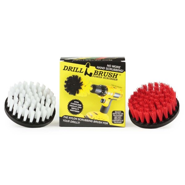 Suministros de limpieza Drillbrush - Cepillo de taladro - Limpiador de lechada - Blanco suave / rígido - 4IN-S-RW-QC-DB