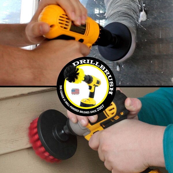 Suministros de limpieza Drillbrush - Cepillo de taladro - Limpiador de lechada - Blanco suave / rígido - 4IN-S-RW-QC-DB