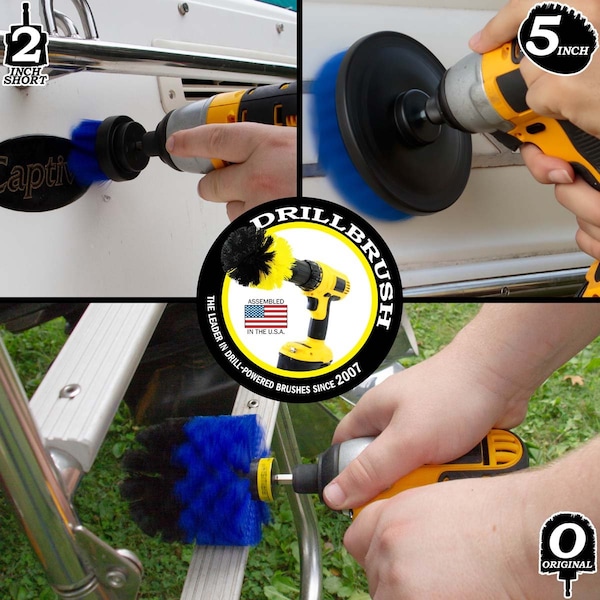 Cepillo Taladro Limpiador de Potencia Drill Brush Power Scrubber de Useful Products 5 pulgadas de ancho 5 pulgadas de largo, Azul - B-S-52O-QC-DB