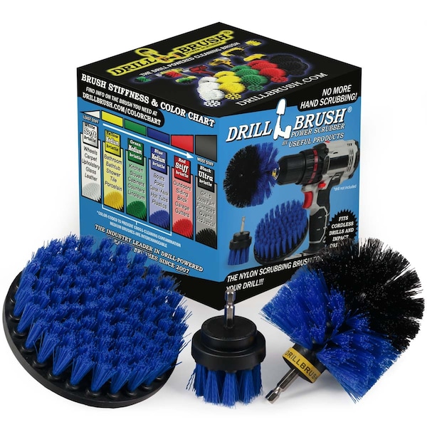 Cepillo Taladro Limpiador de Potencia Drill Brush Power Scrubber de Useful Products 5 pulgadas de ancho 5 pulgadas de largo, Azul - B-S-52O-QC-DB