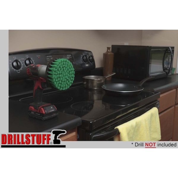 Suministros de limpieza Drillstuff - Accesorios de cocina - Cepillo para taladro - Estufa - Horno - 5IN-S-G-QC-DS