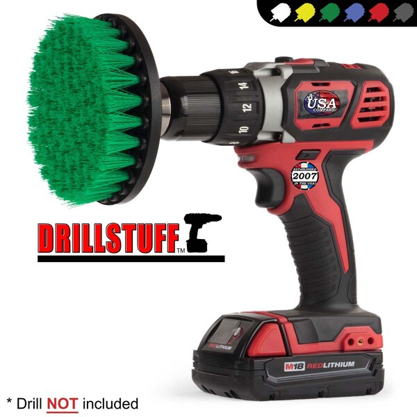 Suministros de limpieza Drillstuff - Accesorios de cocina - Cepillo para taladro - Estufa - Horno - 5IN-S-G-QC-DS