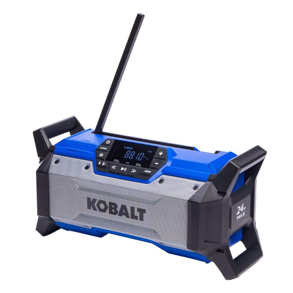 Radio de obra inalámbrico resistente al agua Kobalt de 24 voltios con Bluetooth modelo KJR 124B-03