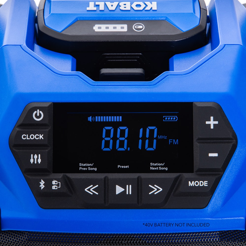 Radio para sitio de trabajo inalámbrico resistente al agua con Bluetooth Kobalt de 40 voltios KJR 1040-03