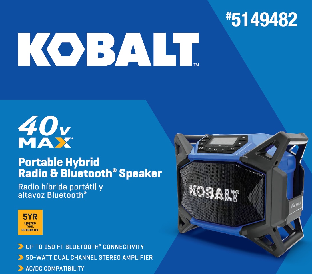 Radio para sitio de trabajo inalámbrico resistente al agua con Bluetooth Kobalt de 40 voltios KJR 1040-03