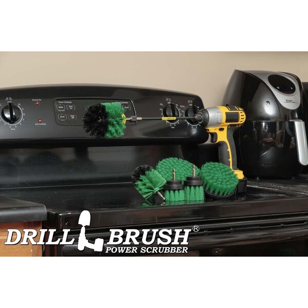 Cepillo para Taladro Power Scrubber de Useful Products, 7 pulgadas de ancho y 5 pulgadas de largo, color verde - G-542OMS-2L-7X-QC-DB