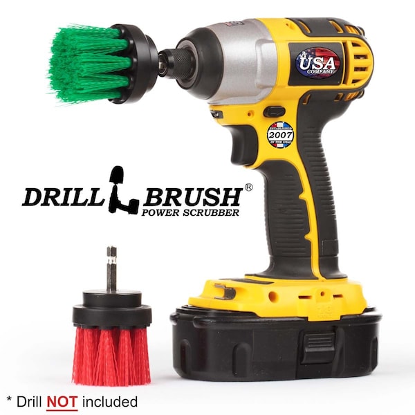 Accesorios de cocina Drillbrush - Cepillo redondo - Fregadero de cocina - Cepillo para taladro - 2IN-L-GR-QC-DB